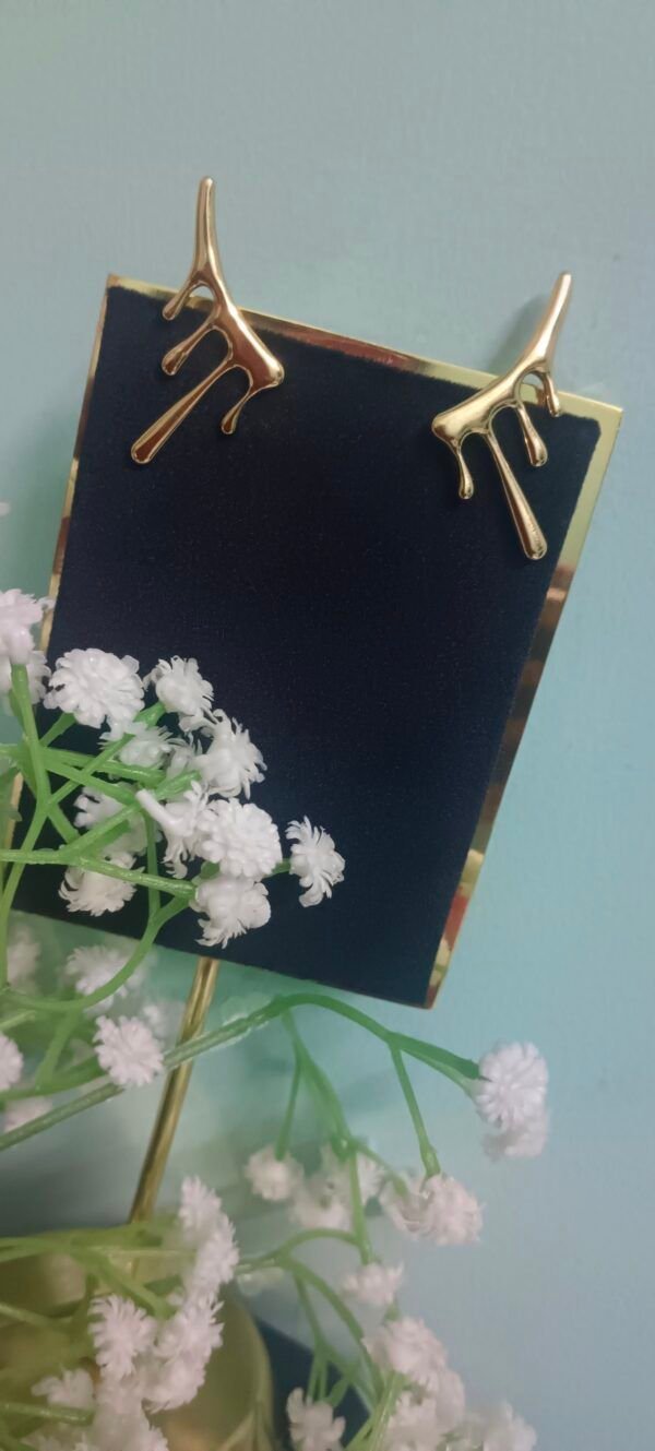 Royal 'N' Reesh 18K Gold Plated Trendy Stainless Steel Drip Style Earrings For Women & Girls - Image 3