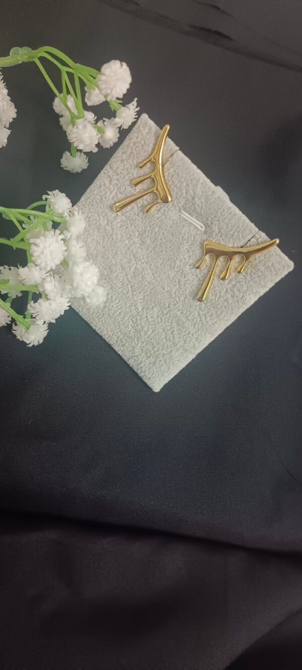 Royal 'N' Reesh 18K Gold Plated Trendy Stainless Steel Drip Style Earrings For Women & Girls - Image 7