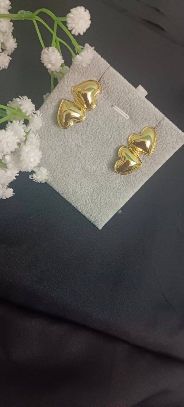 Royal 'N' Reesh 18K Gold Plated Gold Plated Stainless Steel Tarnish Free Waterproof Demi-Fine Drop Heart Earrings - Image 6