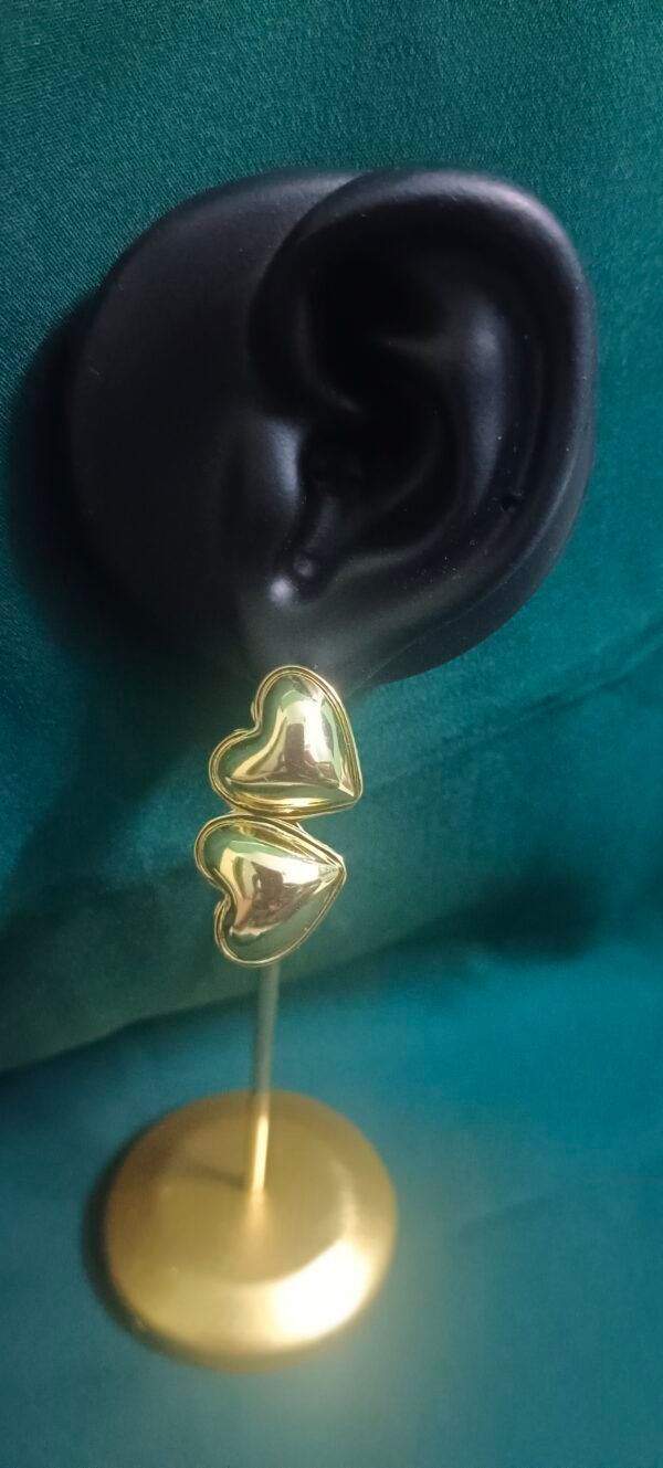 Royal 'N' Reesh 18K Gold Plated Gold Plated Stainless Steel Tarnish Free Waterproof Demi-Fine Drop Heart Earrings - Image 2