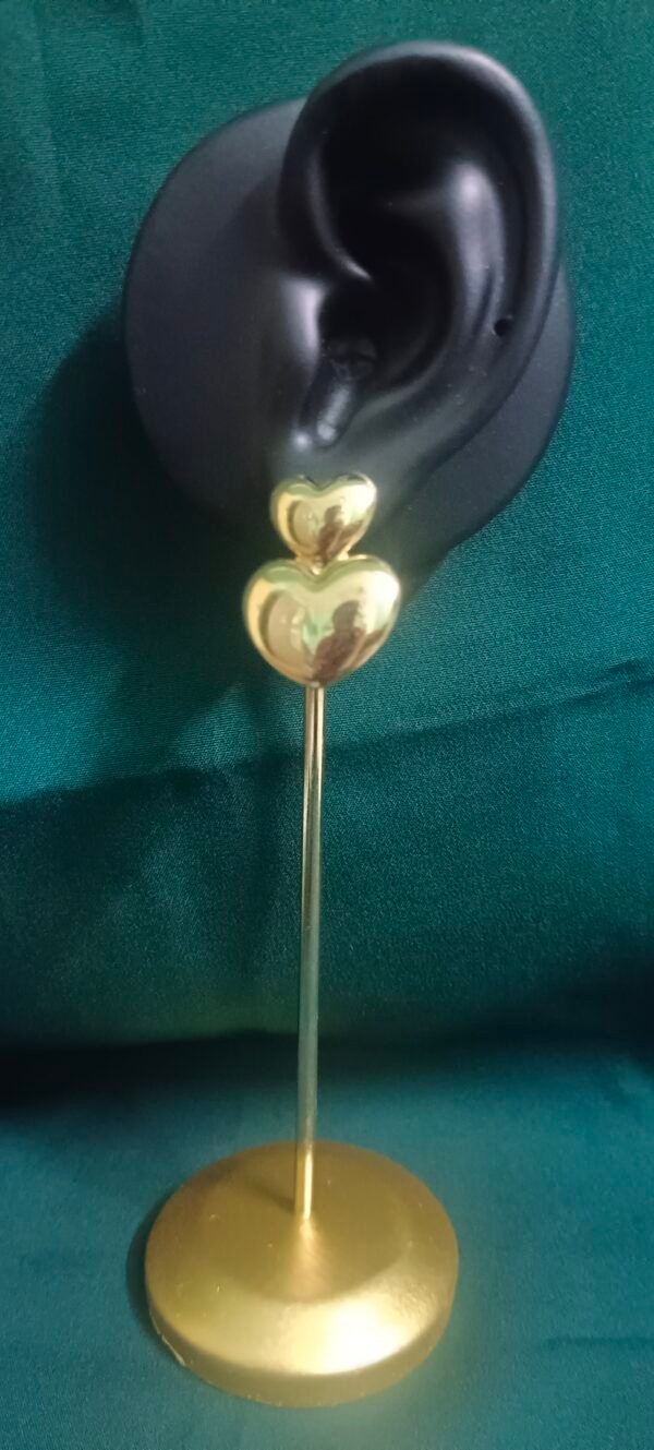 Royal 'N' Reesh 18K Gold Plated love pendant earrings double heart stud earrings - Image 2