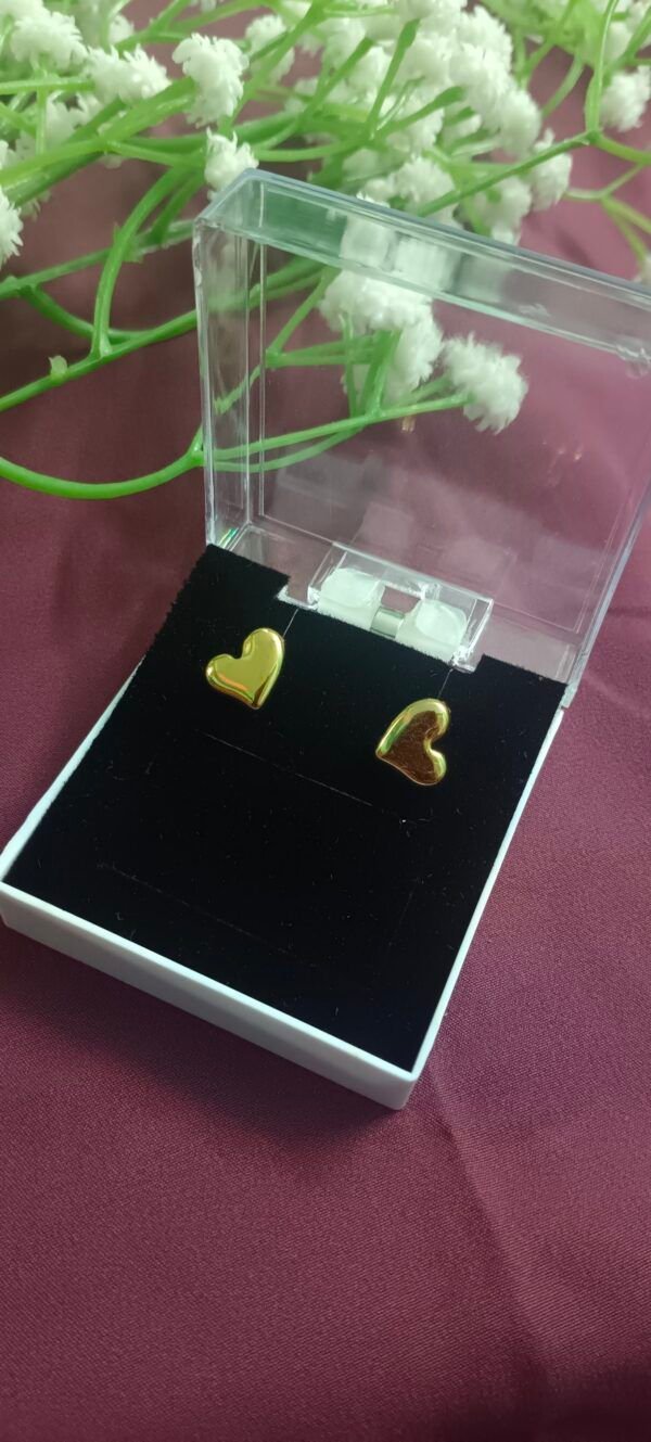 Royal 'N' Reesh 18K Gold Plated Heart Shaped Anti Tarnish Stainless Steel Waterproof Korean Studs Earrings for Women's & Girls - Image 4