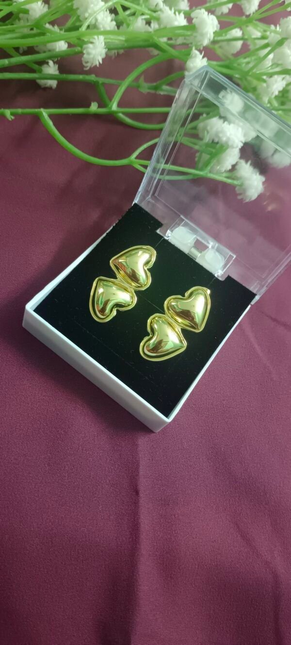 Royal 'N' Reesh 18K Gold Plated Gold Plated Stainless Steel Tarnish Free Waterproof Demi-Fine Drop Heart Earrings - Image 4