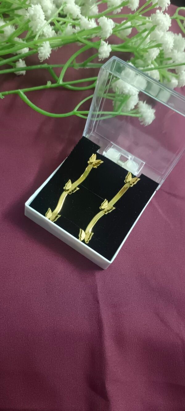 Royal 'N' Reesh 18K Gold Plated Gold Toned Butterfly Drop Designed Long Danglers Earring - Image 4