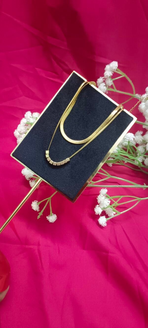 Royal 'N' Reesh 18K Gold Plated Stainless Steel Gold Multi-layer Luxury Snake Chain Necklace Set Double Layer Herringbone Choker Necklace For Women and Girls | Valentine's Gift For Girls and Women - Image 2