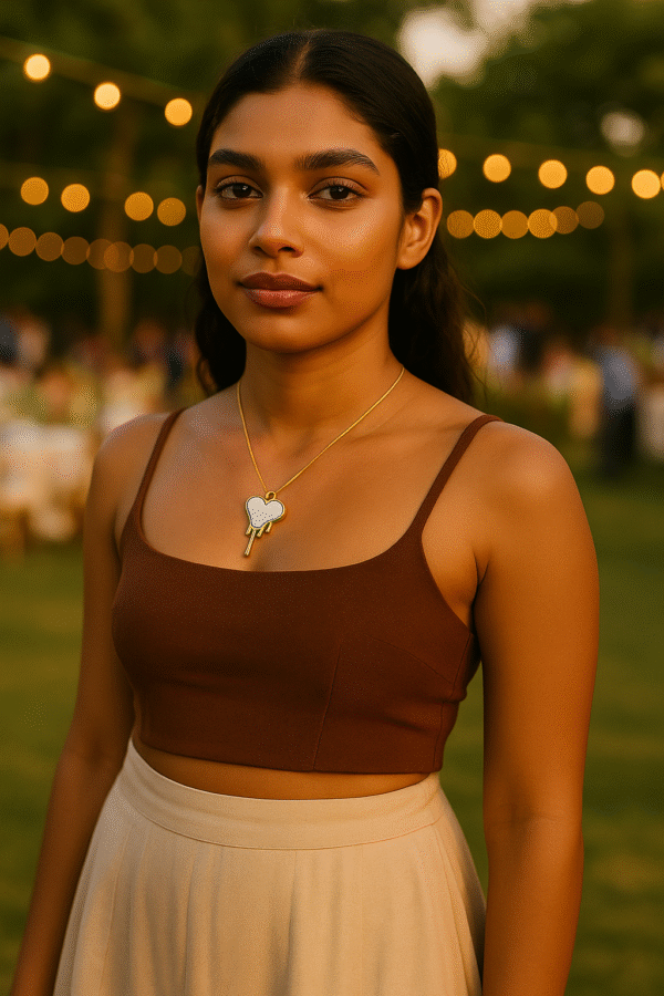 Royal 'N' Reesh 18K Gold-Plated Anti Tarnish Gold Plated Stainless Steel Melting Heart Lava Design Pendant Necklace Chain, Neckpiece Jewellery, Gifts for Women and Girls