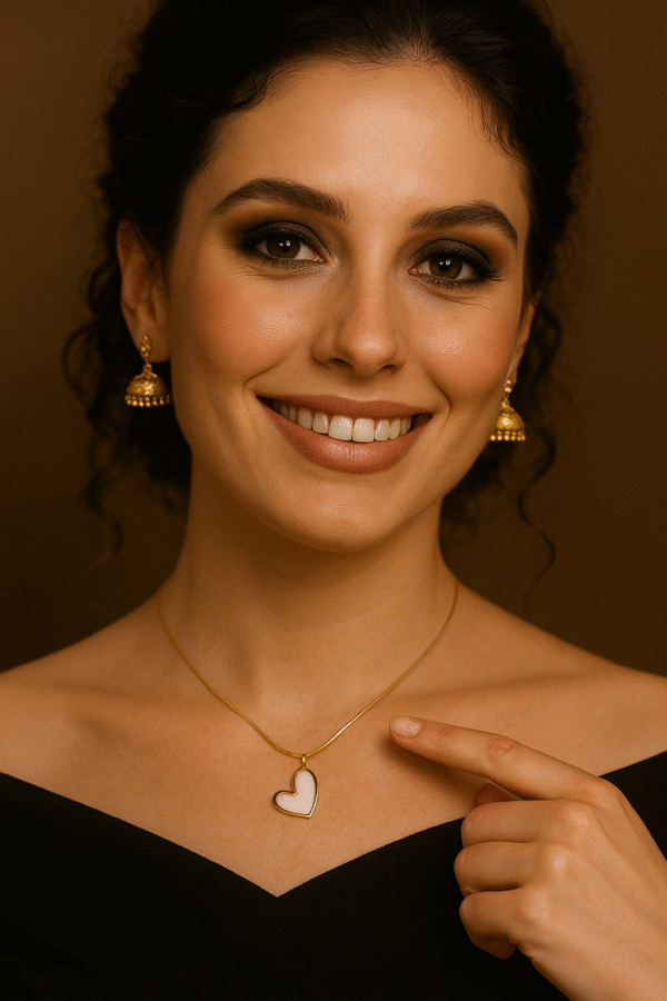 Royal 'N' Reesh 18K Gold Plated Stainless Steel MOP Heart (Mother Of Pearl) Necklace Anti Tarnish