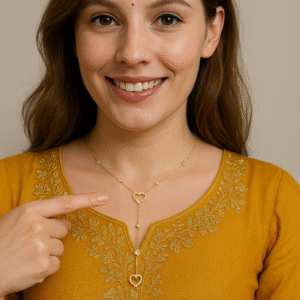 Royal 'N' Reesh 18K Gold Plated Stainless Steel Y Shape Rhinestone Necklace - Anti Tarnsh