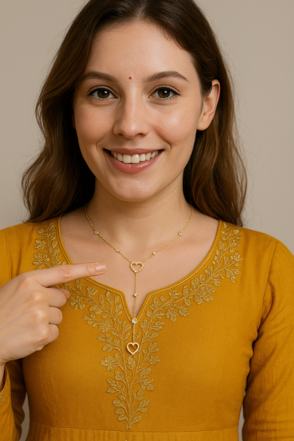 Royal 'N' Reesh 18K Gold Plated Stainless Steel Y Shape Rhinestone Necklace - Anti Tarnsh