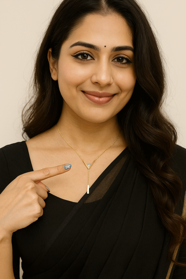 Royal 'N' Reesh 18K Gold Plated Stainless Steel Y Shape Rhinestone Necklace Anti Tarnish