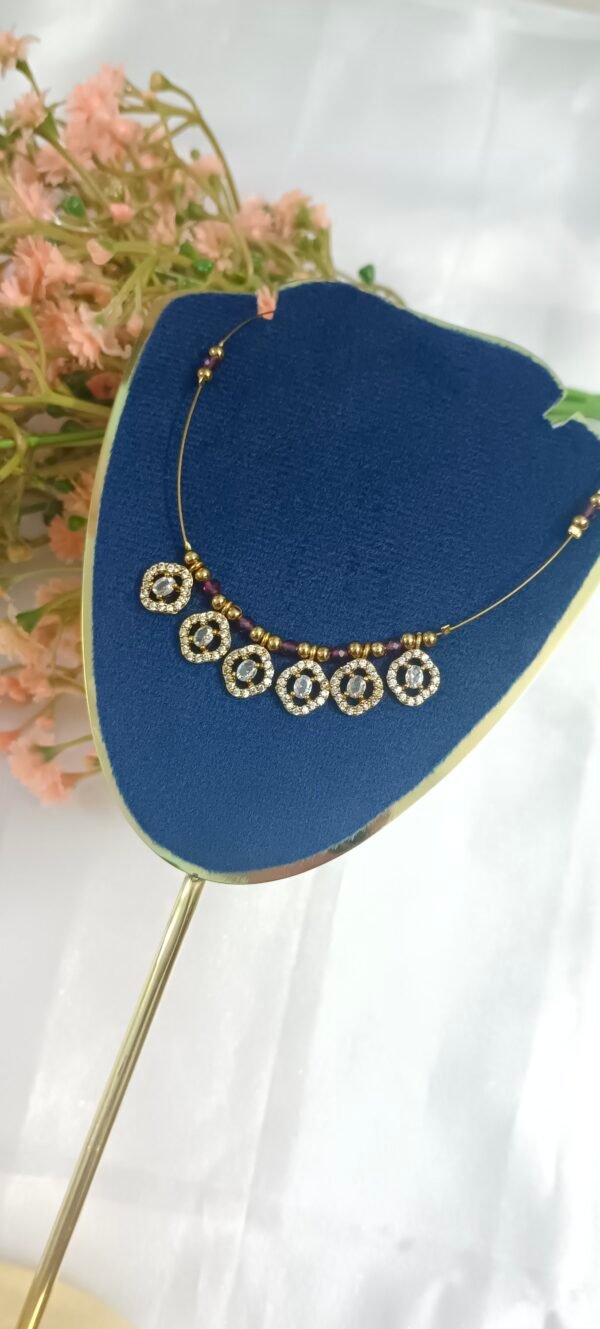 Royal 'N' Reesh Invisible Necklace with Traditional Pendant, Gold-Plated Pendant - Maroon Beads - Image 5