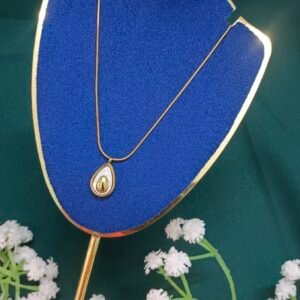Royal 'N' Reesh 18K Gold Plated Stainless Steel Statement Necklace | Pendant necklace | Choker necklace | Diamond necklace | Modern necklacee for women Avacado pendant