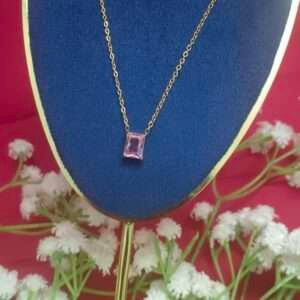 Royal 'N' Reesh 18K Gold Plated Elegant Gold Plated Stainless Steel Pink Bar Necklace