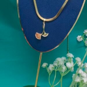 Royal 'N' Reesh 18K Gold Plated Chain Pendant Necklace with Leafy Pendant