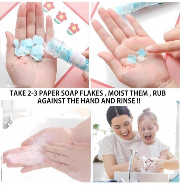 Tube Shape Bottle Paper Soap For Travel - Pink - Image 4