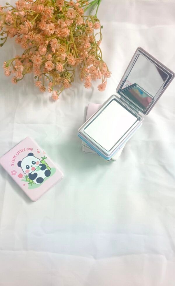 Royal 'N' Reesh Portable Mirror for Women, Men and Girls, Mini Mirror, Travel Makeup Mirrors, Double-Sided Mirror with Distortion Free - Pink Colour Panda design - Image 5