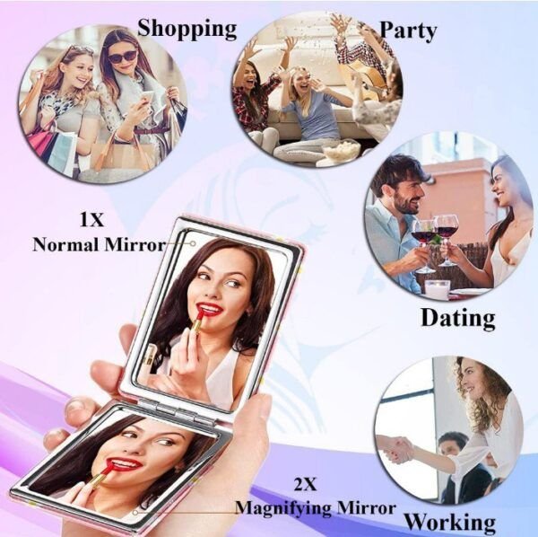 Royal 'N' Reesh Portable Mirror for Women, Men and Girls, Mini Mirror, Travel Makeup Mirrors, Double-Sided Mirror with Distortion Free - Pink Colour - Image 9