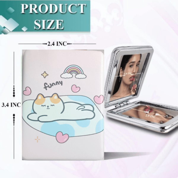 Royal 'N' Reesh Portable Mirror for Women, Men and Girls, Mini Mirror, Travel Makeup Mirrors, Double-Sided Mirror with Distortion Free - Half White - Image 7