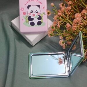 Royal 'N' Reesh Portable Mirror for Women, Men and Girls, Mini Mirror, Travel Makeup Mirrors, Double-Sided Mirror with Distortion Free - Pink Colour Panda design