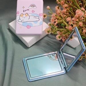 Royal 'N' Reesh Portable Mirror for Women, Men and Girls, Mini Mirror, Travel Makeup Mirrors, Double-Sided Mirror with Distortion Free - Pink Colour