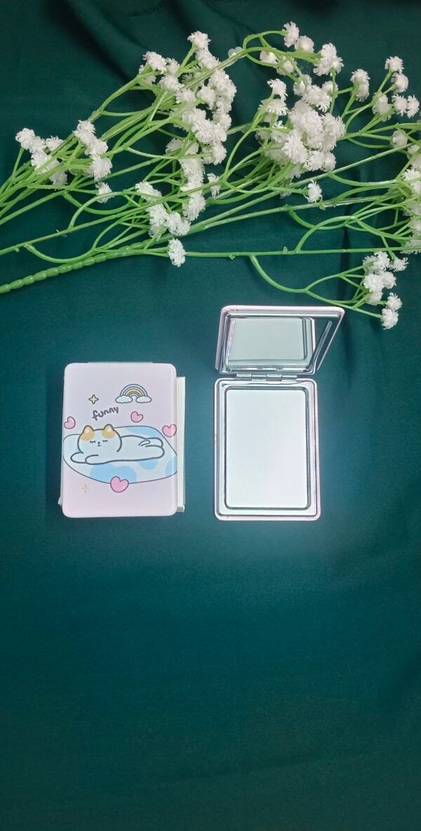 Royal 'N' Reesh Portable Mirror for Women, Men and Girls, Mini Mirror, Travel Makeup Mirrors, Double-Sided Mirror with Distortion Free - Pink Colour - Image 2