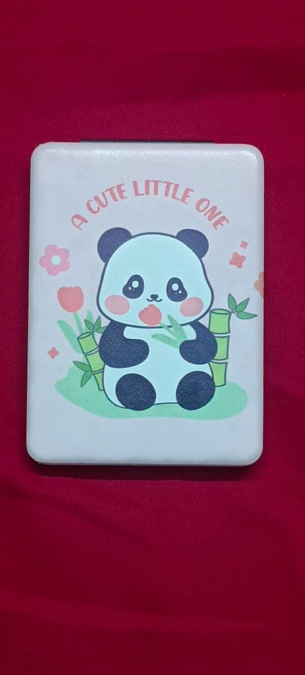 Royal 'N' Reesh Portable Mirror for Women, Men and Girls, Mini Mirror, Travel Makeup Mirrors, Double-Sided Mirror with Distortion Free - Pink Colour Panda design - Image 2