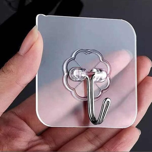 Adhesive Wall Hooks Transparent - Pack Of 10