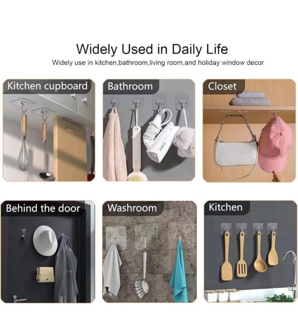Self-Adhesive Transparent Wall Hooks - 1 Piece - Image 10