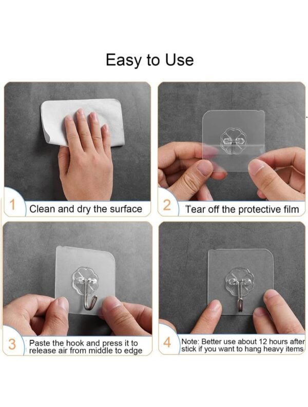 Self-Adhesive Transparent Wall Hooks - 1 Piece - Image 8