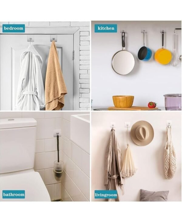 Self-Adhesive Transparent Wall Hooks - 1 Piece - Image 9