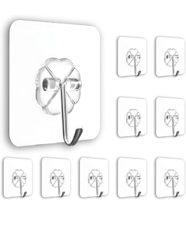Self-Adhesive Transparent Wall Hooks - 1 Piece