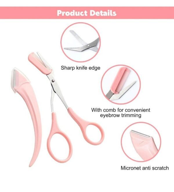 Eyebrow Trimmer With Comb Cutting Scissors Eyebrow Trimming Tool - Image 2