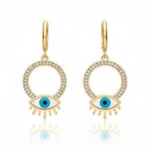 Evil Eye Hoop Earrings - 18K Gold Plated